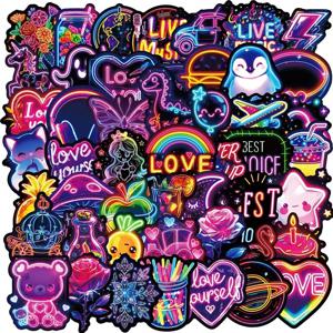 10/30/50PCS Kawaii 네온 램프 스티커 PVC 스티커 미적 DIY 장식 Scrapbooking 어린이를위한 손 회계 용품