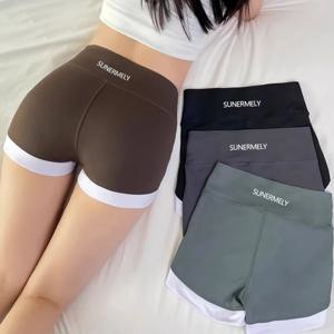 하이 웨이스트 바비 안전 바지, 얇은 대비 반바지 레깅스, 어색한 라인 상어 바지, 3 포인트 착용, 여름