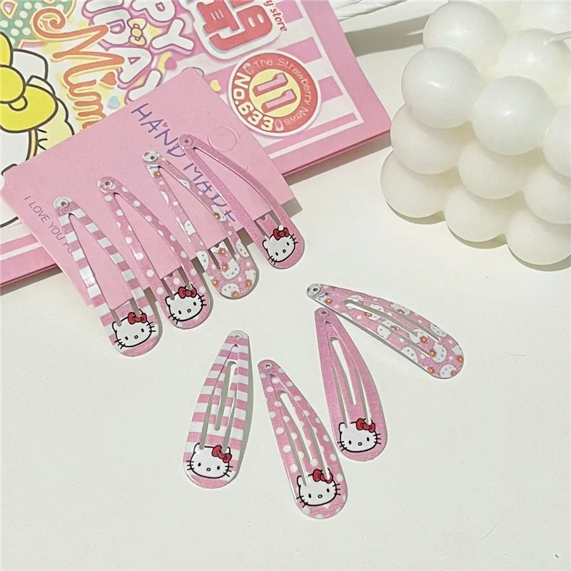 여자를위한 4Pcs 헬로 키티 핑크 머리핀 사랑스러운 헤어 클립 유아 머리 장식 액세서리