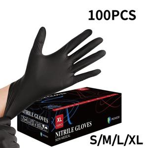 10/20/50/100pcs 일회용 PVC 검은 니트릴 장갑, 방수 라텍스 무료, 자동차 수리 식품 안전 머리 염색 작업 장갑