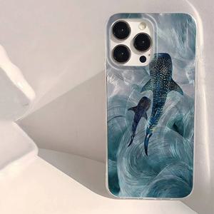 바다 상어 고래 디자인 폰 케이스 (아이폰 11 12 13 14 15 16 Pro Max 7 8 Plus X Xs Max XR SE2 16E) 충격 방지 범퍼 커버