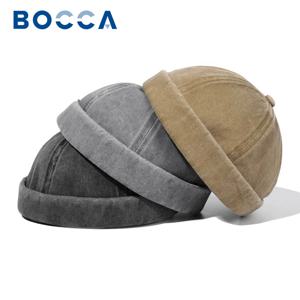 Bocca Washed Docker Beanie 바이저가 없는 무모한 모자 모자 솔리드 컬러 레트로 빈티지 스트리트 스타일 봄 가을 야외 Gorras