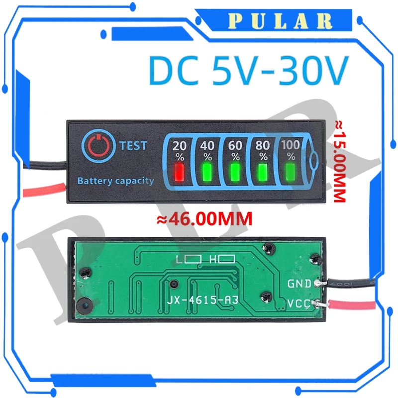 PLR DC 5V-30V 2-8S 배터리 레벨 표시기 리튬 이온 리튬 철 인산염 용량 디스플레이 테스터