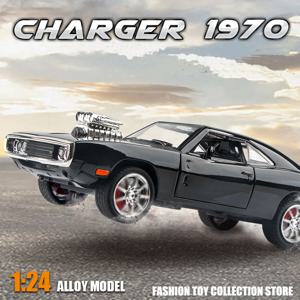 1:24 Challenger 1970 Fast & Furious 7 합금 자동차 모델 다이캐스트 장난감 소리와 가벼운 차량 장식 장난감 어린이 선물