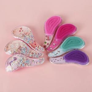 1 Pc 어린이를위한 새로운 귀여운 헤어 드레싱 빗 Anti-knot 마사지 흐르는 구슬 헤어 브러시 어린이 소녀 드레스 메이크업 장난감 선물