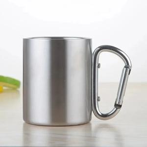 220/300ml 캠핑 여행용 스테인리스 스틸 컵, 걸쇠, 손잡이, 피크닉 물컵, 야외 여행용