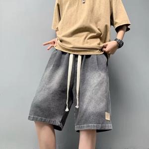 여름 남성 악세사리 스트레이트 레그 헐렁한 Jorts Y2K 빈티지 streetwear 데님 버뮤다 반바지 2025 새로운 힙합 패션 짧은 진