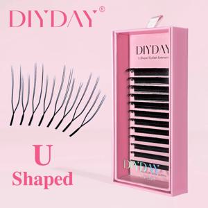 DIYDAY U자형 YY 속눈썹 연장 프리미엄 PBT 이중 레이어 U자형 YY 속눈썹 울트라 소프트 페더라이트 인조 밍크 속눈썹