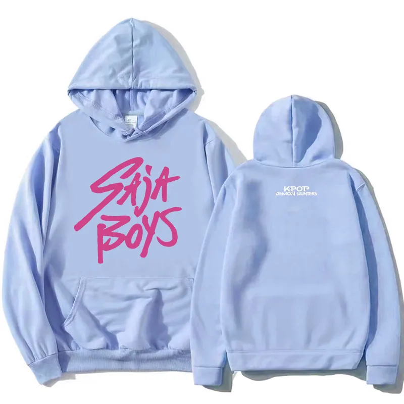 KPop Demon Hunters Saja Boys 후드 긴 소매 영화 인쇄 운동복 후드 양털 캐주얼 여성 풀오버 streetwear 여성