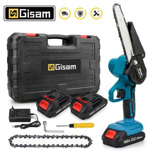 Gisam 6 인치 체인 톱 무선 전기 톱 휴대용 정원 로깅 전기 톱 목재 절단 전동 공구 Makita 18V 배터리 핀