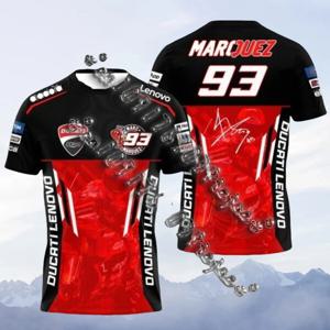 Marc Marquez 3D 프린트 티셔츠 여름 남성 및 여성 패션 야외 오토바이 오프로드 레이싱 반소매 티셔츠 탑