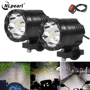 NLpearl 오토바이 범용 모토 스포트라이트용 추가 LED 헤드라이트, BMW R1200GS ADV F800GS F650 K1200S 용 스위치 포함, 60W