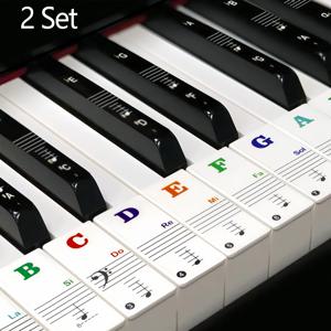 피아노 키보드 스티커 2세트, 탈착식 컬러 노트 라벨이 있는 88/61/54/49 키, 초보자용 문자 피아노 스티커