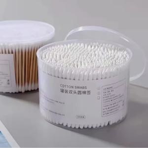메이크업 및 메이크업 제거를위한 더블 엔드 라운드 헤드가있는 500PCS 일회용 면봉 상자 매일 청소 애완 동물 관리 다목적