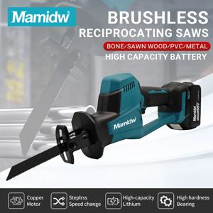 Mamidw 무선 전기 왕복 톱 브러시리스 목재 금속 절단 톱 Makita 18V 배터리 핀 용 휴대용 톱 전동 공구