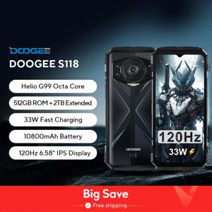 DOOGEE S118 견고한 스마트폰, 20GB(8 + 12GB 확장), 6.58 인치 FHD + 화면, Helio G99, 10800mAh, 50MP AI 카메라 NFC, 월드 프리미어