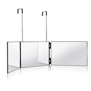 Trifold LED 거울 자체 이발 화장 거울 조명 조절 가능한 높이 3 웨이 자체 이발 거울 Hd 유리 3 웨이 거울