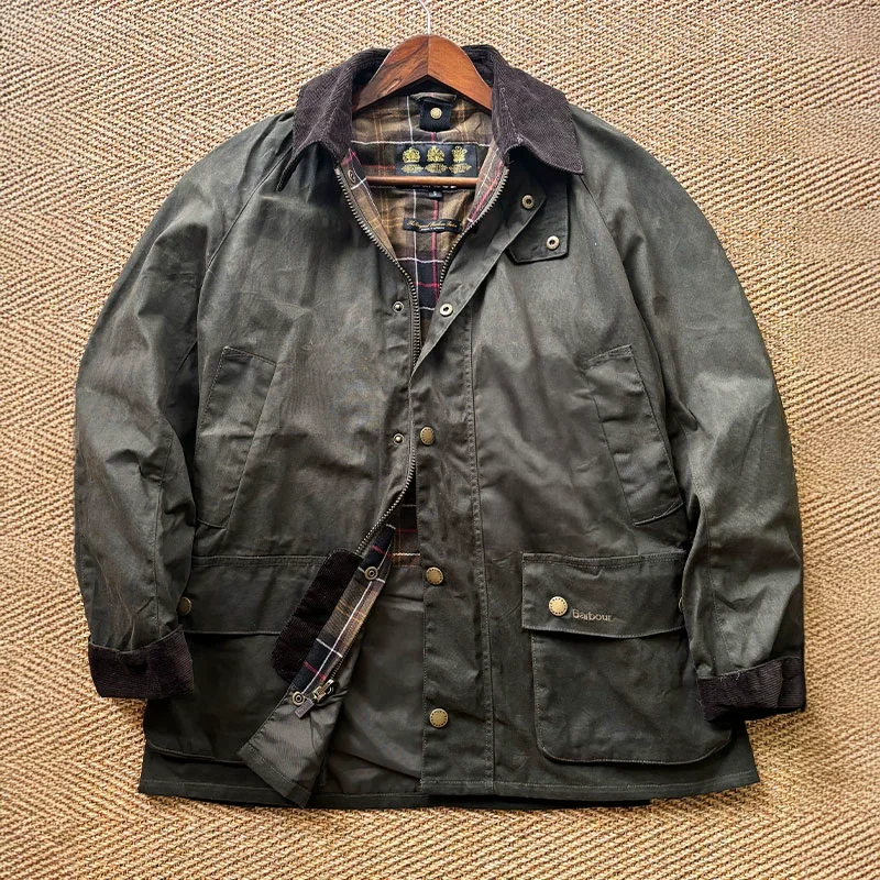 Barbour 아메리칸 레트로 왁스 슬림핏 미드길이 라펠 트렌치코트