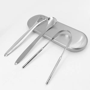 성인 및 어린이를위한 프리미엄 1pcs/3pcs 금속 혀 스크레이퍼 클리너 제거를위한 휴대용 스테인레스 스틸 혀 스크레이퍼 브러쉬
