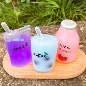 여름 Kawaii Squishy 큰 우유 차 컵 안티 압력 꼬집는 짜기 어린이 장난감 과일 컵 감각 스트레스 릴리프 수구 선물