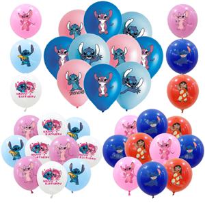 10PCS 12 인치 디즈니 릴로와 스티치 라텍스 풍선 세트 소년 소녀의 생일 파티 베이비 샤워 파티 장식 아이 장난감 용품