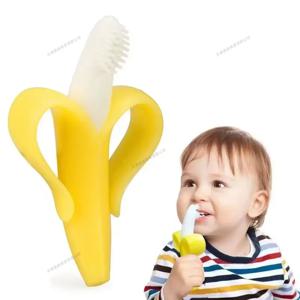 바나나 모양 아기 Teether 유아를위한 BPA 무료 실리콘 젖니가 남 칫솔 유아를위한 Chewable 치과 치료 훈련 칫솔