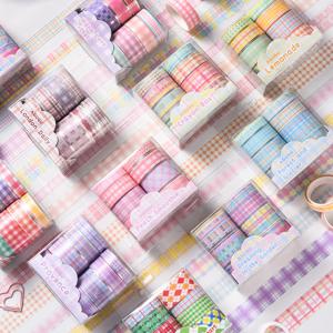 스크랩북, DIY 장식 및 공예, 글 머리 기호 저널, 기획자, 정크 저널에 대 한 8pcs 장식 컬러 격자 무늬 마스킹 테이프 세트