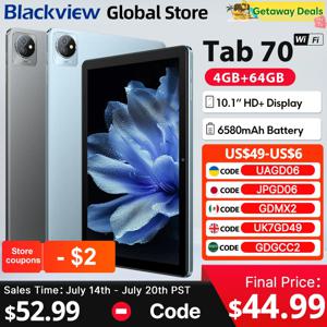 블랙뷰 Tab 70 WIFI 태블릿 10.1인치 HD+ 디스플레이 4GB 64GB 2.4G/5G WIFI 6 6580mAh 배터리 안드로이드 13 태블릿 패드 PC