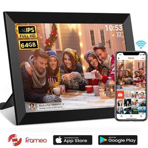 Frameo 디지털 사진 프레임 10.1인치 32GB/64GB 스마트 WiFi 디지털 사진 프레임, 1280x800 IPS HD 터치 스크린 벽걸이형
