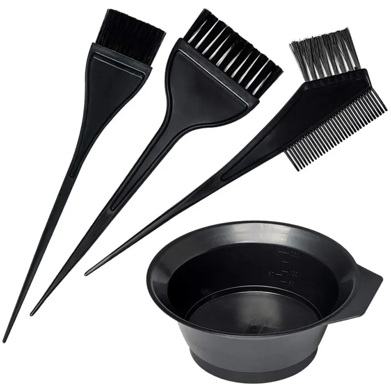 4Pcs 세트 전문 머리 염색 키트 헤어 컬러 염료 그릇 헤어 컬러링 표백 살롱 홈 헤어 염색 도구에 대한 교반 브러시