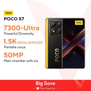 POCO X7 글로벌 버전 스마트폰, 디멘시티 7300-울트라 6.67 인치, 1.5K AMOLED 커브드 디스플레이, 45W 터보 충전 NFC, 월드 프리미어