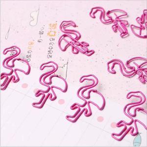 10 개/몫 귀여운 예쁜 크리 에이 티브 플라밍고 금속 책갈피 플래너 종이 클립 주최자 책 장식 사진 클립 편지지