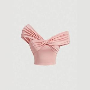ZT6761 스위트 루치드 디자인 슬림 오프숄더 캐미솔