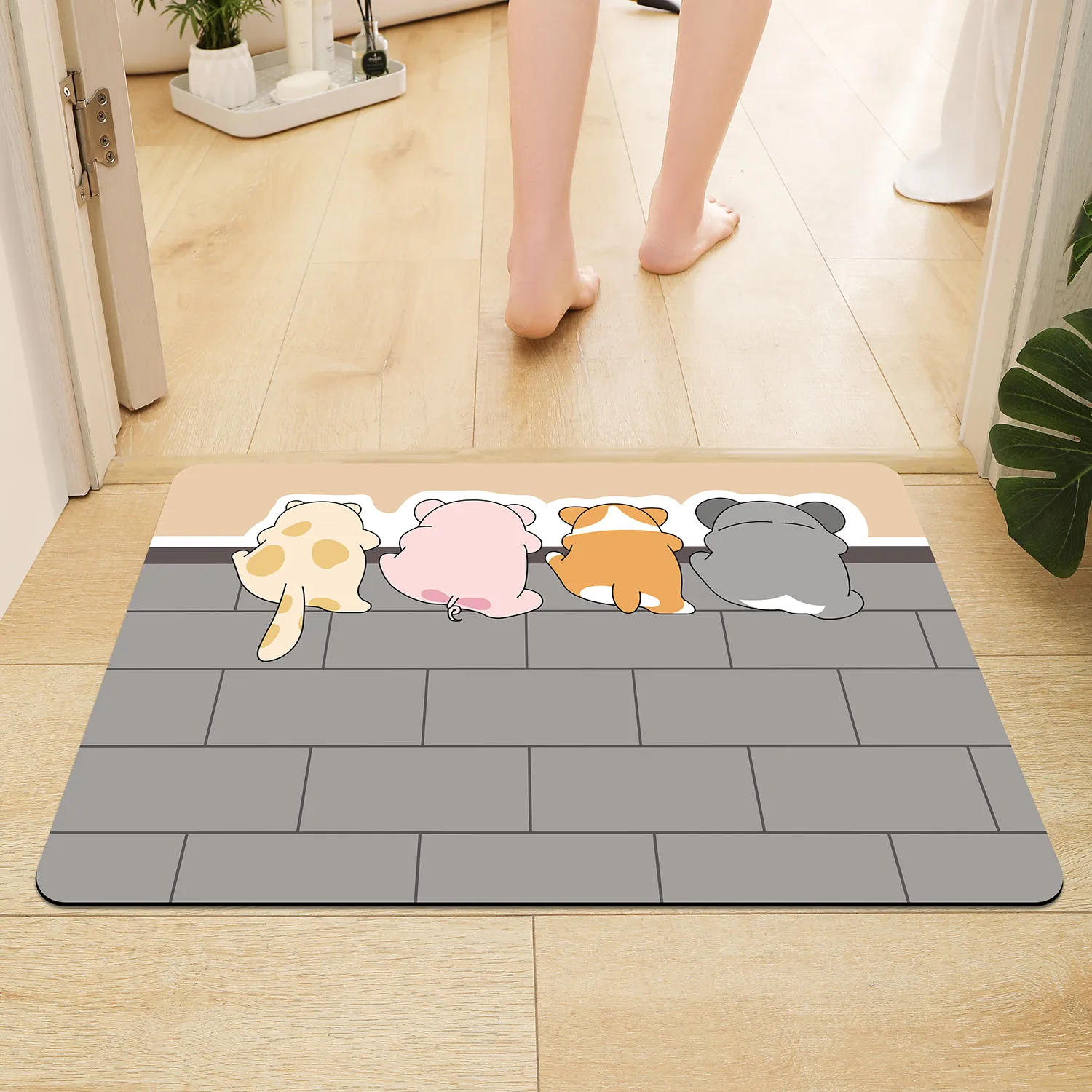 만화 욕실 부드러운 규조토 바닥 매트, 욕실 흡수성 발 매트, 변기 싱크대, 침실 매트, 카펫