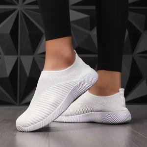 핑크 여성 신발 통기성 플랫 여성용 신축성있는 신발 운동화 Zapatos Mujer 여름 신발 경량 스포츠 신발
