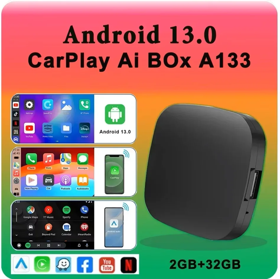 3IN1 안드로이드 13 무선 안드로이드 CarPlay 스마트 TV 박스 지원 Youtube Netflix 자동차 액세서리 지능형 시스템