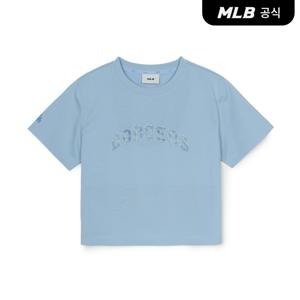 [공식] 여성 데님라이크 모노그램 레터링 빅럭스 크롭 기능성 반팔티셔츠 LA (L.BL)