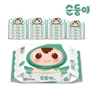 생분해물티슈 로하스 휴대 캡형 20매 20팩/cL-com