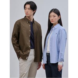 [Essential] 남녀공용 옥스퍼드 솔리드 셔츠 - 브라운 (BC4764E05D)