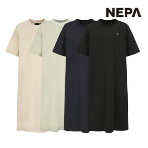 여성 컴포 우븐 반팔 원피스 (레귤러핏) 7J45379