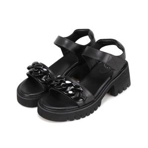 [BEST상품] 바바라 양가죽 체인 벨크로 여성샌들 6cm_AAI451