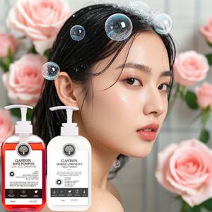 게스통 로즈 폼퐁 샴푸+모링가 프로틴 트리트먼트 500ml 세트 무실리콘 자연유래성분