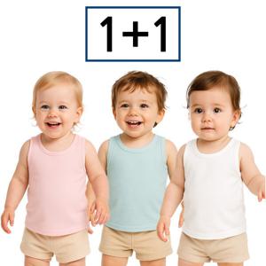 아기 여름옷 시원한 1+1 무지 쟈가드 나시티셔츠 돌 두돌 남아 여아 유아복_그린베베