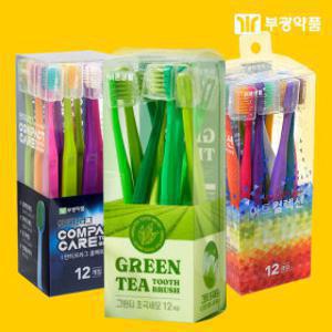 부광 얇은헤드 칫솔 초극세모 12입+아트컬렉션 12입+그린티 12입(36입)