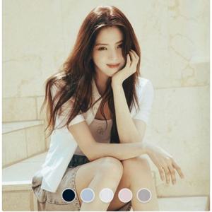 여성 여름 쿨 코튼 크롭 반팔 면 셔츠 남방 345515