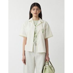 [나이스클랍] N252MWB528 25S S 자수 포인트 반소매 셔츠 아이보리 화이트