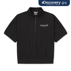 [디스커버리] 여성 애슬레저 반팔 트레이닝 반집업 (BLACK) DWTR93043-BKS