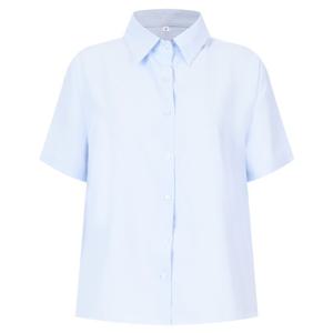 샵앤) 여성 하객룩 정장 링클프리 카라넥 반팔 블라우스 INT-WBL-20544-라이트스카이