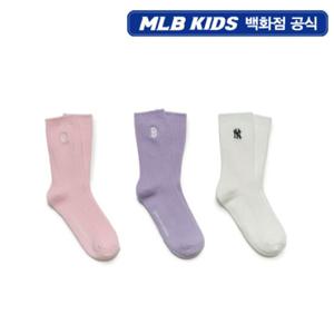 [MLB키즈PG] 골지 일대일 양말 3번들 MLB (7ASOB055N-00PKL)