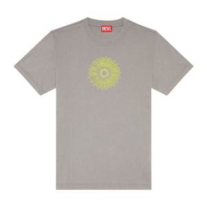 디젤 그레이 프린트 로고 라운드 넥 티셔츠 A12499 0GRAI9BX